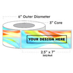 2.5" x 7" x 360 Printed Labels - White Gloss BOPP Roll Inkjet Labels - 3" Core