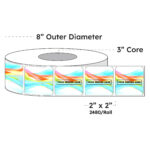 2" x 2" x 2480 Printed Labels - White Gloss BOPP Roll Inkjet Labels - 3" Core