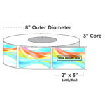 2" x 3" x 1680 Printed Labels - White Gloss BOPP Roll Inkjet Labels - 3" Core