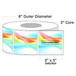 3" x 3" x 1680 Printed Labels - White Gloss BOPP Roll Inkjet Labels - 3" Core