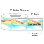 3" x 4" x 980 Printed Labels - White Gloss BOPP Roll Inkjet Labels - 3" Core