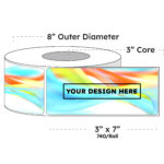 3" x 7" x 740 printed Labels - White Gloss BOPP Roll Inkjet Labels - 3" Core