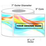 5" x 7" x 590 Printed Labels - White Gloss BOPP Roll Inkjet Labels - 3" Core